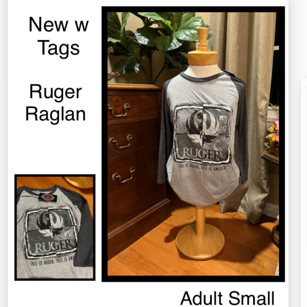 Ruger Gun Raglan Three Quarter Length Sleeve. NWT Adult Small